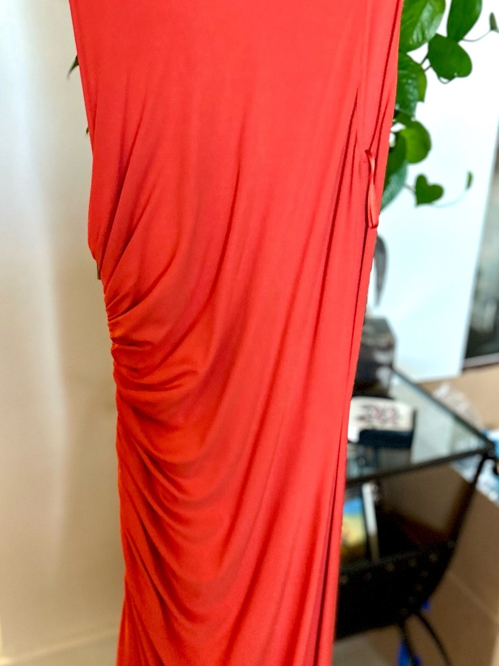 Michael Kors Red Maxi Dress with Side Ruching